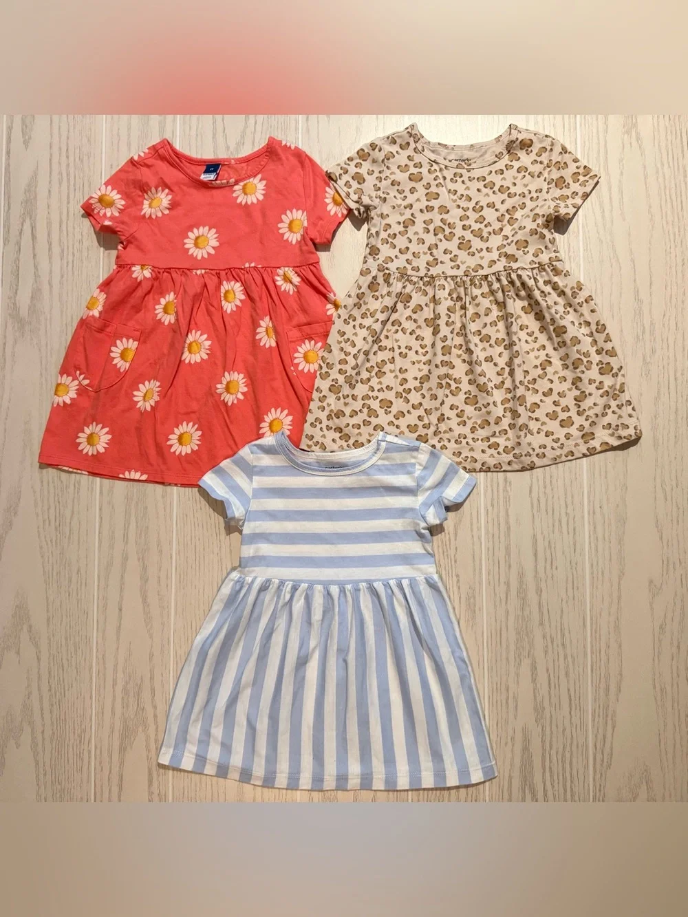 Old Navy & Carter’s Toddler Girl Dress Bundle 3-Piece 2T Floral‎ Leopard Striped